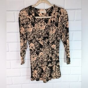 Urban Outfitters Black/Pink Floral Skirted Romper